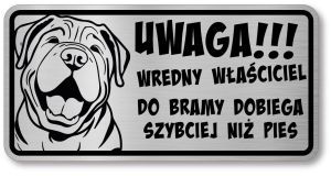 Tabliczka ostrzegawcza - Uwaga pies SHAR PEI śmieszna