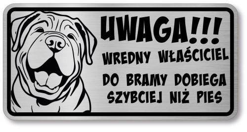 Tabliczka ostrzegawcza - Uwaga pies SHAR PEI śmieszna