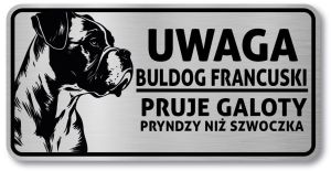 Tabliczka ostrzegawcza - Uwaga pies Boxer po śląsku