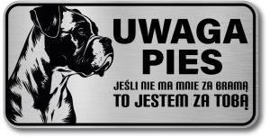 Tabliczka ostrzegawcza - Uwaga pies Boxer