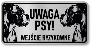 Tabliczka ostrzegawcza - Uwaga pies Boxer 2 psy