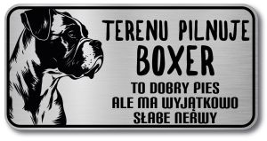 Tabliczka ostrzegawcza - Uwaga pies Boxer