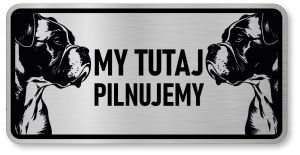 Tabliczka ostrzegawcza - Uwaga pies Boxer 2 psy