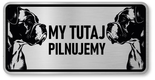 Tabliczka ostrzegawcza - Uwaga pies Boxer 2 psy