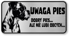 Tabliczka ostrzegawcza - Uwaga pies Boxer