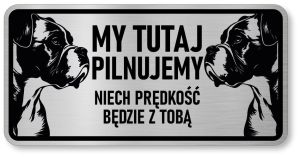 Tabliczka ostrzegawcza - Uwaga pies Boxer 2 psy
