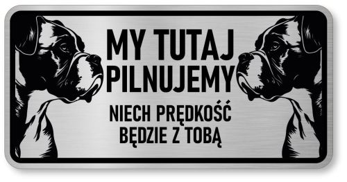 Tabliczka ostrzegawcza - Uwaga pies Boxer 2 psy