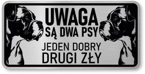 Tabliczka ostrzegawcza - Uwaga pies Boxer 2 psy