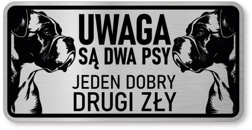 Tabliczka ostrzegawcza - Uwaga pies Boxer 2 psy