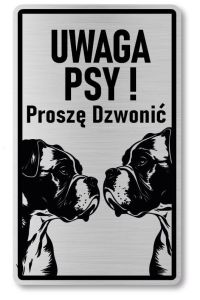 Tabliczka ostrzegawcza - Uwaga pies Boxer 2 psy