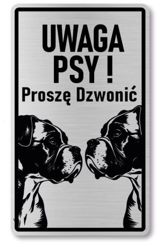 Tabliczka ostrzegawcza - Uwaga pies Boxer 2 psy