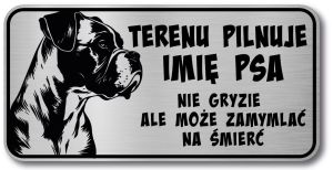Tabliczka ostrzegawcza - Uwaga pies BOXER śmieszna
