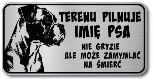 Tabliczka ostrzegawcza - Uwaga pies BOXER śmieszna