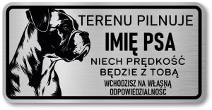 Tabliczka ostrzegawcza - Uwaga pies BOXER z imieniem