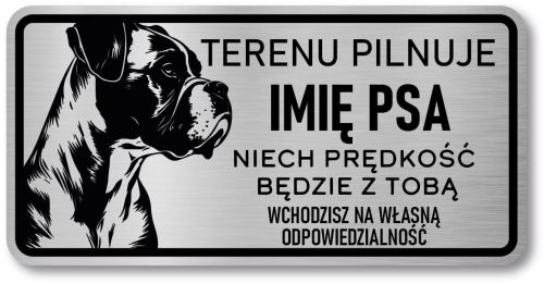 Tabliczka ostrzegawcza - Uwaga pies BOXER z imieniem