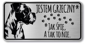 Tabliczka ostrzegawcza - Uwaga pies BOXER śmieszna