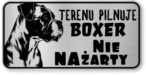 Tabliczka ostrzegawcza - Uwaga pies BOXER śmieszna