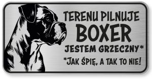 Tabliczka ostrzegawcza - Uwaga pies BOXER śmieszna