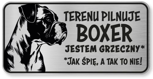 Tabliczka ostrzegawcza - Uwaga pies BOXER śmieszna