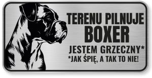 Tabliczka ostrzegawcza - Uwaga pies BOXER śmieszna