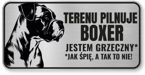 Tabliczka ostrzegawcza - Uwaga pies BOXER śmieszna