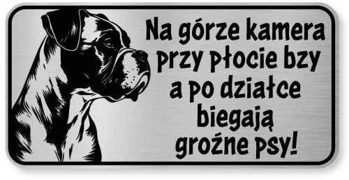 Tabliczka ostrzegawcza - Uwaga pies BOXER śmieszna