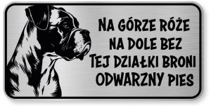 Tabliczka ostrzegawcza - Uwaga pies BOXER śmieszna