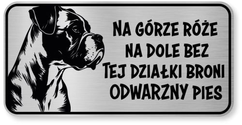 Tabliczka ostrzegawcza - Uwaga pies BOXER śmieszna
