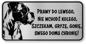 Tabliczka ostrzegawcza - Uwaga pies BOXER śmieszna
