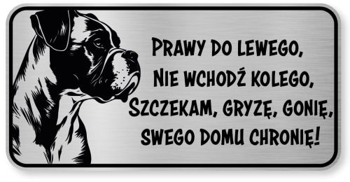 Tabliczka ostrzegawcza - Uwaga pies BOXER śmieszna