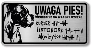 Tabliczka ostrzegawcza - Uwaga pies BOXER śmieszna