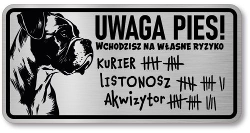 Tabliczka ostrzegawcza - Uwaga pies BOXER śmieszna