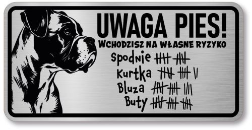 Tabliczka ostrzegawcza - Uwaga pies BOXER śmieszna