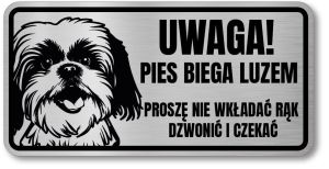 Tabliczka ostrzegawcza - Uwaga pies Shih Tzu