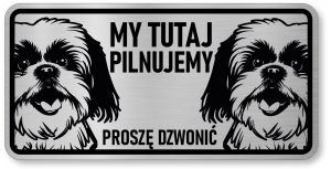 Tabliczka ostrzegawcza - Uwaga pies Shih Tzu 2 psy