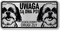 Tabliczka ostrzegawcza - Uwaga pies Shih Tzu 2 psy