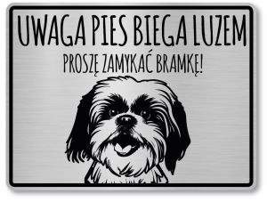 Tabliczka ostrzegawcza - Uwaga pies Shih Tzu