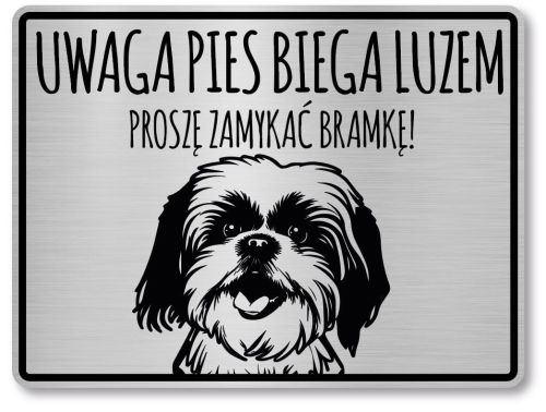 Tabliczka ostrzegawcza - Uwaga pies Shih Tzu