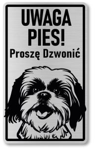 Tabliczka ostrzegawcza - Uwaga pies Shih Tzu
