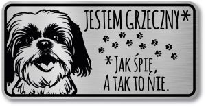 Tabliczka ostrzegawcza - Uwaga pies SHIH TZU śmieszna