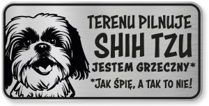 Tabliczka ostrzegawcza - Uwaga pies SHIH TZU śmieszna