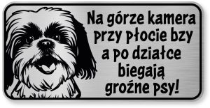 Tabliczka ostrzegawcza - Uwaga pies SHIH TZU śmieszna