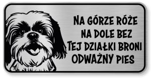 Tabliczka ostrzegawcza - Uwaga pies SHIH TZU śmieszna