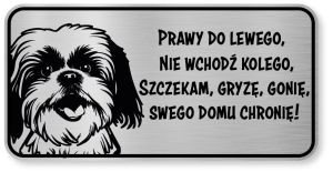 Tabliczka ostrzegawcza - Uwaga pies SHIH TZU śmieszna