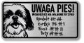 Tabliczka ostrzegawcza - Uwaga pies SHIH TZU śmieszna