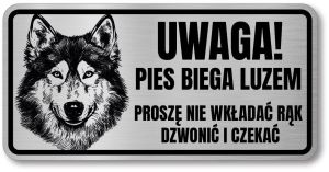 Tabliczka ostrzegawcza - Uwaga pies Husky