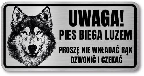 Tabliczka ostrzegawcza - Uwaga pies Husky