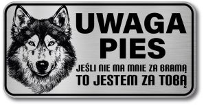Tabliczka ostrzegawcza - Uwaga pies Husky