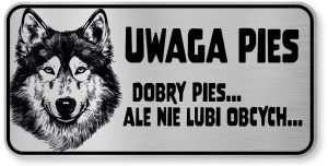 Tabliczka ostrzegawcza - Uwaga pies Husky