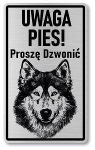 Tabliczka ostrzegawcza - Uwaga pies Husky